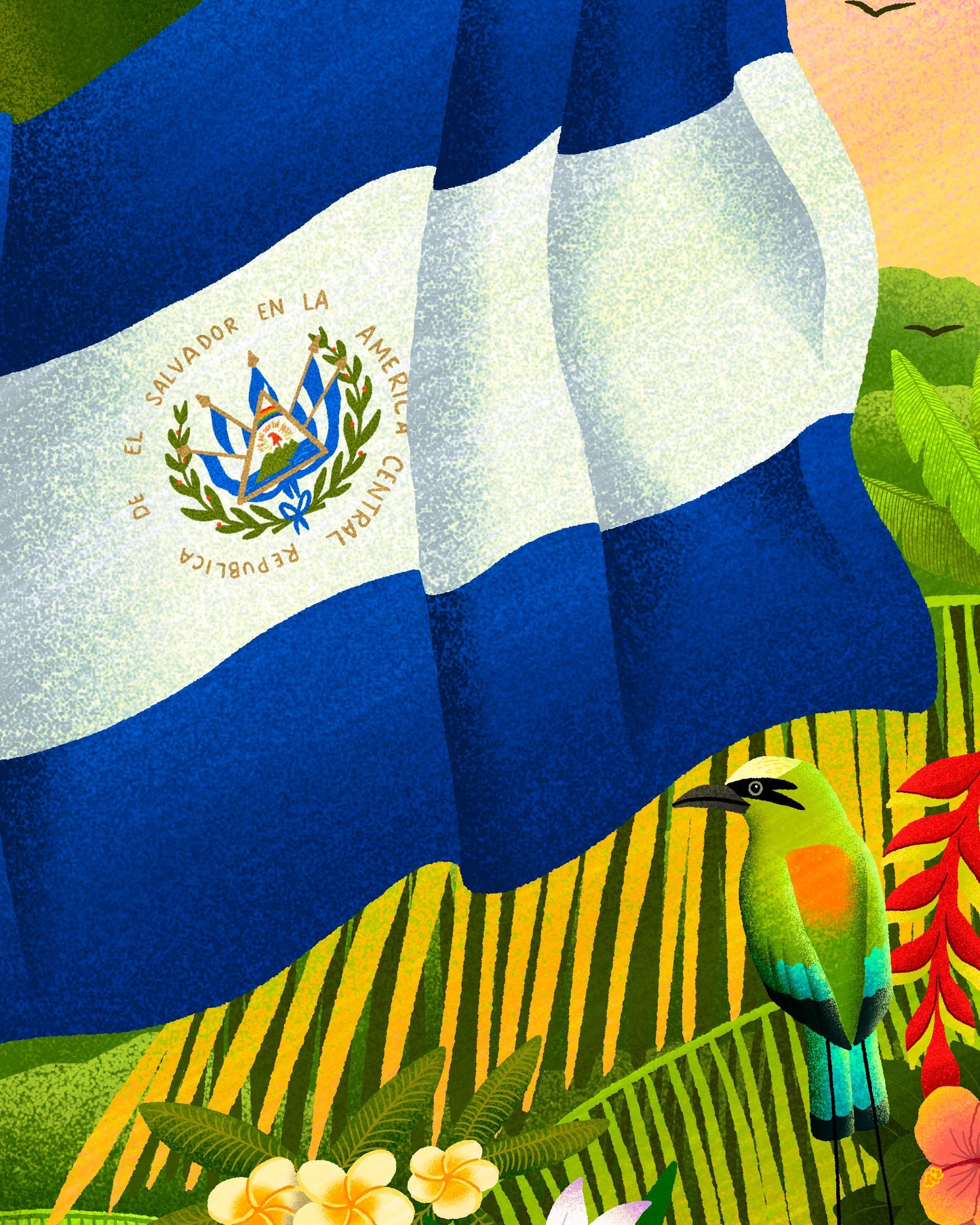 El Salvador Flag Print