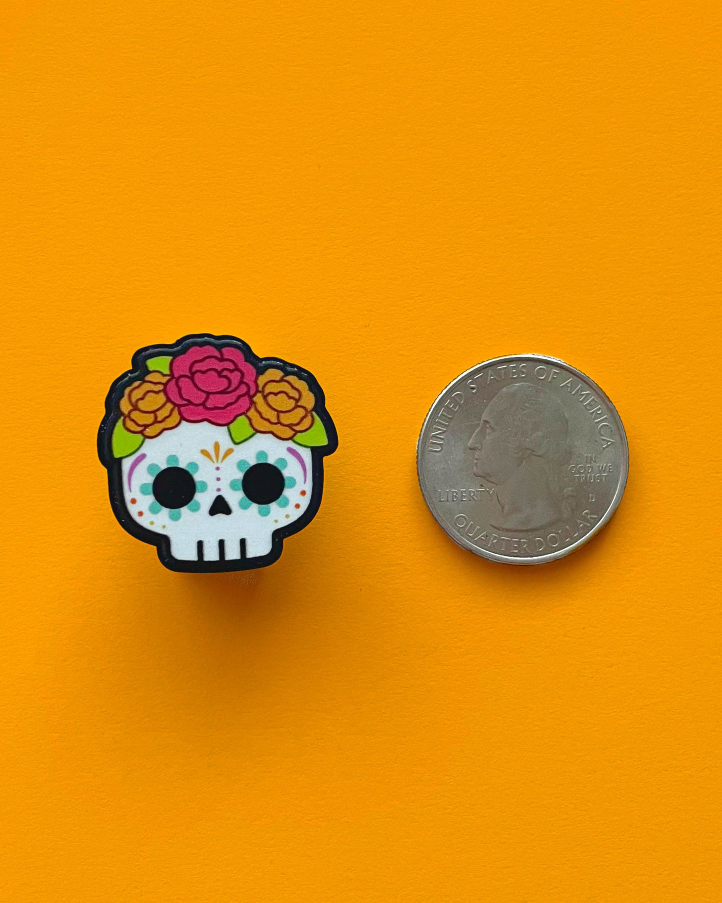 Sugar Skull Printed Metal Pin