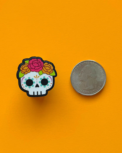 Sugar Skull Printed Metal Pin