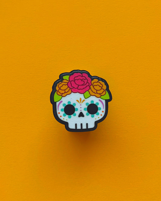 Sugar Skull Printed Metal Pin